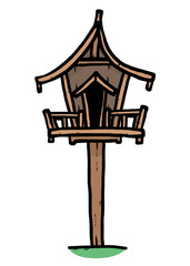 wooden spirit house / cartoon vector and illustration, hand drawn style, isolated on white background.