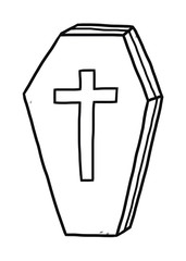 Obraz premium casket / cartoon vector and illustration, black and white, hand drawn, sketch style, isolated on white background.