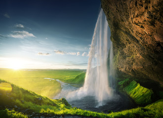 Fototapeta na wymiar Seljalandfoss waterfall in summer time, Iceland