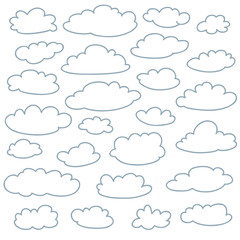 Cloud outlines set of cute simple shapes
