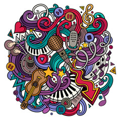 Cartoon hand-drawn doodles Musical illustration
