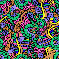 Abstract geometric background of colorful Doodle patterns