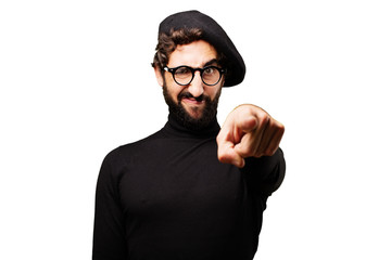 young french artist pointing
