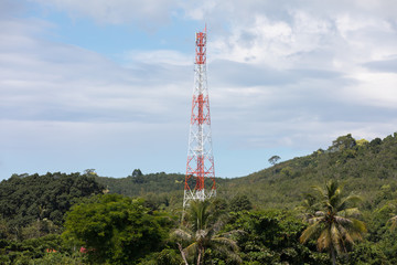 TV and radio tower in the jungle