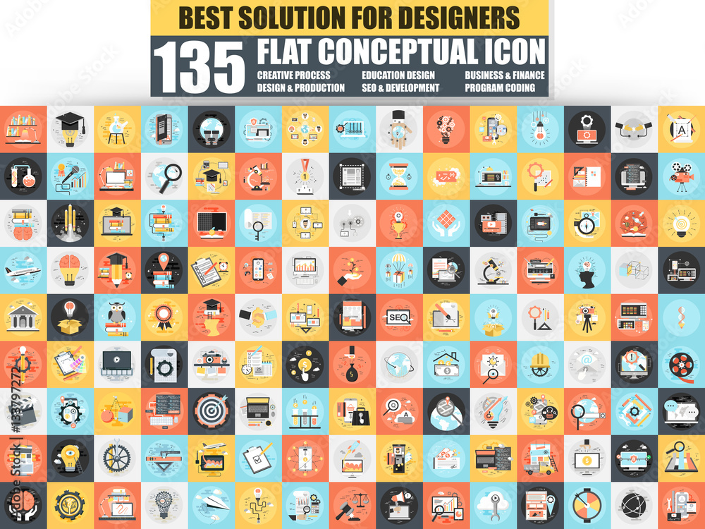 Poster set of flat icons concept vector design