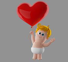 3d render happy baby without background