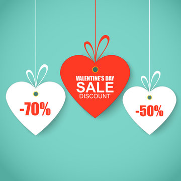 Valentines Day Flat Heart Sale Tag