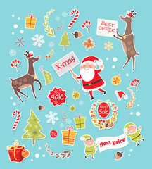 Sale Objects for Creation New Year Greeting Card