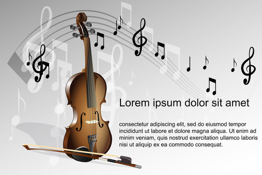 Violin and music notes on white