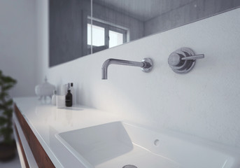 Modern hand basin and faucet with mixer