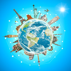 Famous landmarks of the world connected to each other