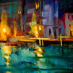night landscape to venice, painting by oil on a canvas