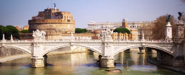 Fototapete Rund Castel Sant'Angelo e Ponte Vittorio Emanuele, Roma © fabiomax