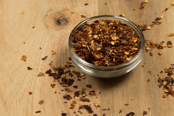 Crushed red pepper in glass