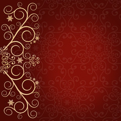 Red background with golden lace floral ornament border