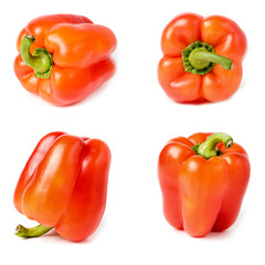 red Bell pepper on white background isolate