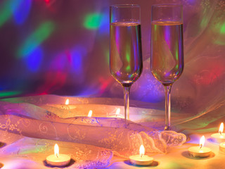 two glasses of sparkling white wine