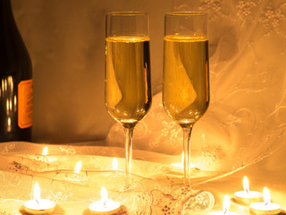 two glasses of sparkling white wine
