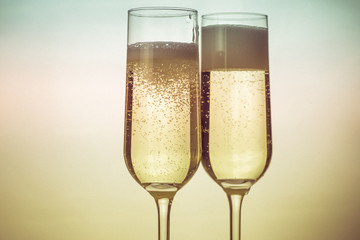 two glasses of sparkling white wine