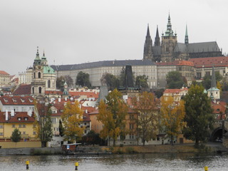 Prague architecture in autumn landscape