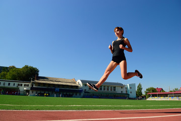 She runs around the stadium