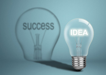 Bulb with idea and shadow with success, business creative concep