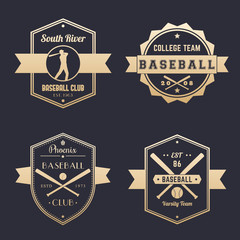 Baseball club, team logo, badges, emblems, gold on dark