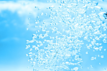 closeup of blue bubbles underwater