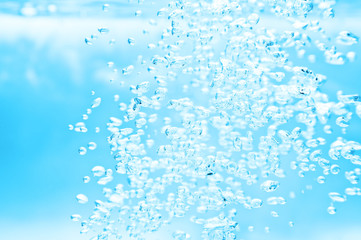 closeup of blue bubbles underwater