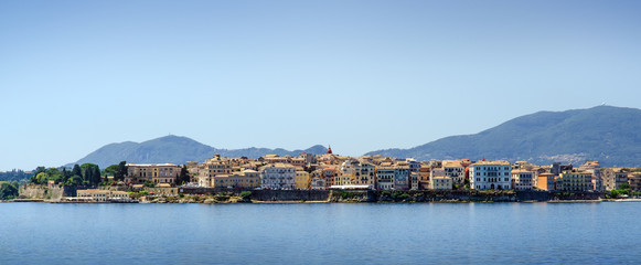 Fototapeta na wymiar Skyline of beautiful mediterranean town from water