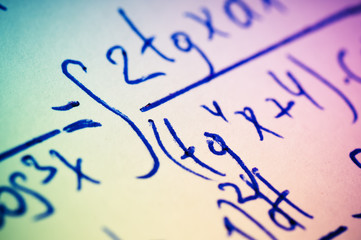 Handwritten calculation of higher mathematics as a background
