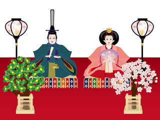 雛人形　お内裏様と花