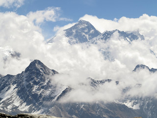 Mt Everest surrounded by clouds