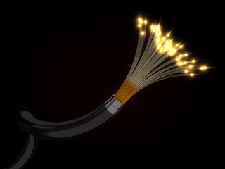 3d illustration of glowing fiber optic cable