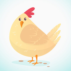Cartoon big fat hen isolated  on a white background. Vector illustration of a chicken
