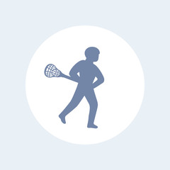Lacrosse player icon isolated over white