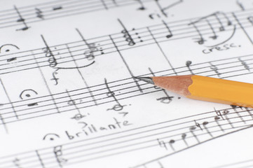 Sheet sheet and pencil, shallow DOF