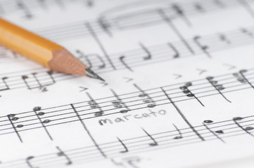 Sheet sheet and pencil, shallow DOF