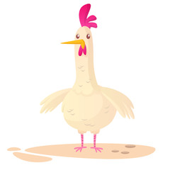 Cartoon big fat hen isolated  on a white background. Vector illustration of a chicken