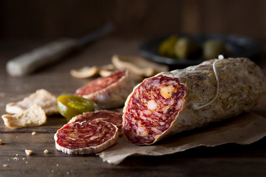 Salami with Crackers and Jalapenos