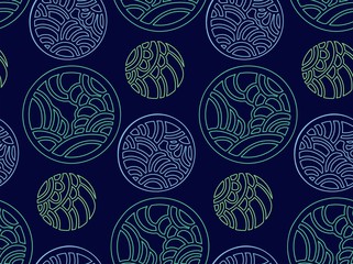 Abstract seamless background . Circlies pattern in oriental style. Vector illustration.