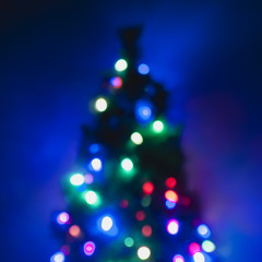 Christmas tree with bright colored lights