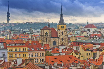 Naklejka na ściany i meble Aerial view of Prague from Prague Castle. Prague, Czech Republic