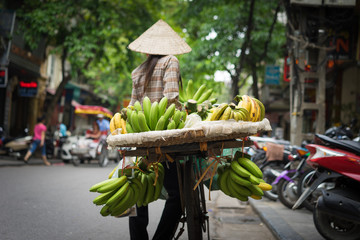 Hanoi fruit vendor with vignette effect added