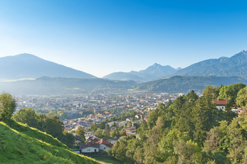 Fototapeta na wymiar Aerial view of Innsbruck city in Austria