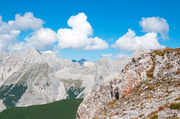 Obraz premium Tyrolean Alps near the peak Hafelekar in Innsbruck , Austria