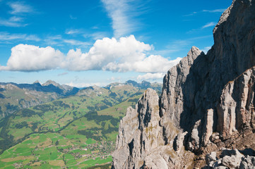 Colorful view of the Alps in the summer