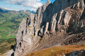 Colorful view of the Alps in the summer