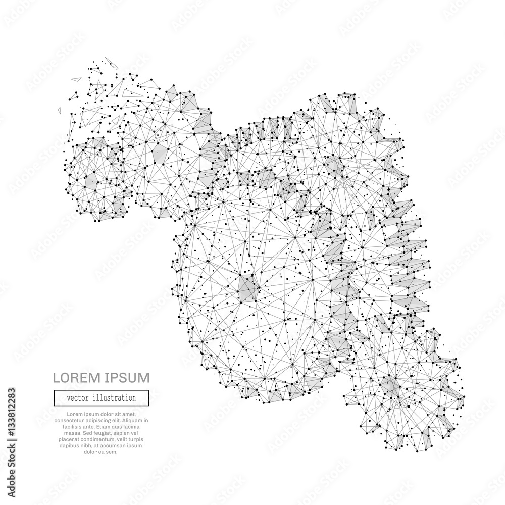 Aufkleber Grey gears with polygon line on abstract background. Polygonal space low poly with connecting dots and lines. Connection structure. Vector science background.