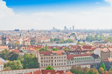 Aerial view of Prague from Prague Castle. Prague, Czech Republic